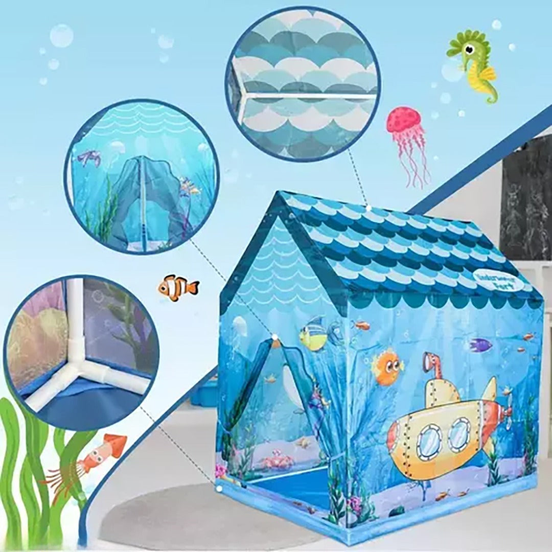 Coo11 Pretent Play Children's Play House, Aquarium Design Playhouse with Fish & Ship, Creating Personal Play Space, Indoor & Outdoor Games Toys for Kids 3 Years and up (Sky Blue)