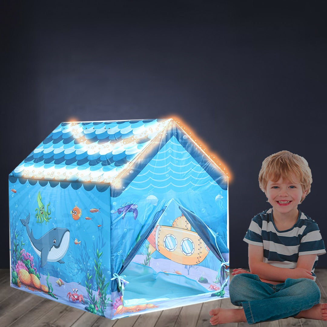 Coo11 Pretent Play Children's Play House, Aquarium Design Playhouse with Fish & Ship, Creating Personal Play Space, Indoor & Outdoor Games Toys for Kids 3 Years and up (Sky Blue)