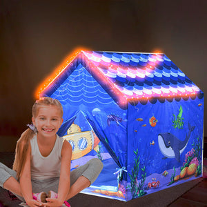 Coo11 Pretent Play Children's Play House, Aquarium Design Playhouse with Fish & Ship, Creating Personal Play Space, Indoor & Outdoor Games Toys for Kids 3 Years and up (Sky Blue)