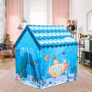 Coo11 Pretent Play Children's Play House, Aquarium Design Playhouse with Fish & Ship, Creating Personal Play Space, Indoor & Outdoor Games Toys for Kids 3 Years and up (Sky Blue)