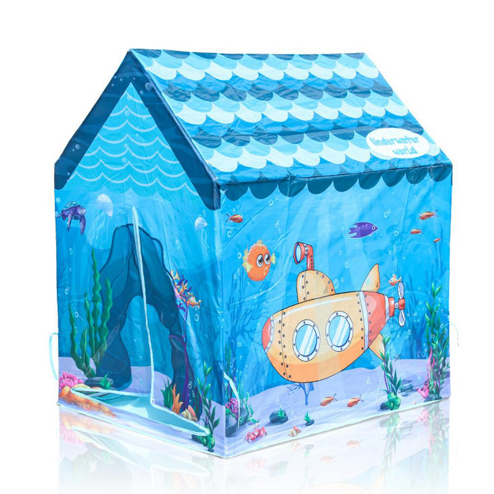Coo11 Pretent Play Children's Play House, Aquarium Design Playhouse with Fish & Ship, Creating Personal Play Space, Indoor & Outdoor Games Toys for Kids 3 Years and up (Sky Blue)