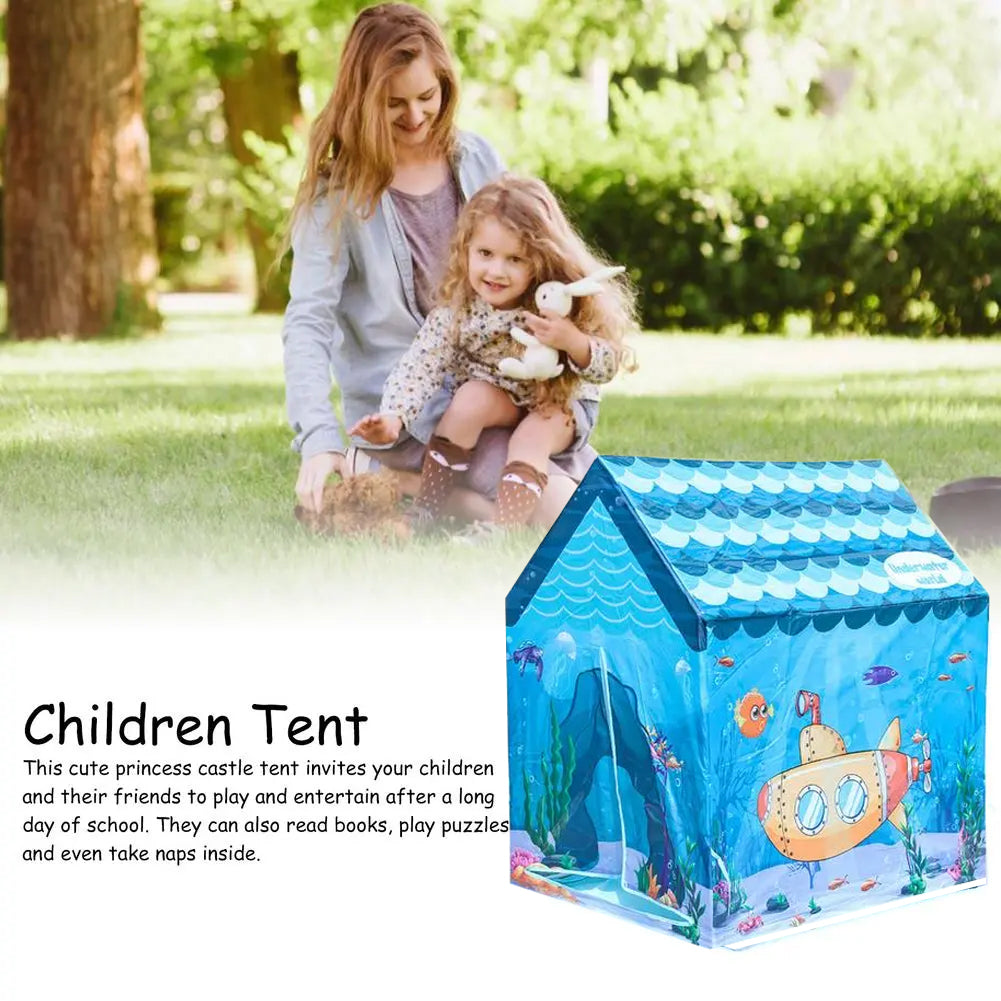 Coo11 Pretent Play Children's Play House, Aquarium Design Playhouse with Fish & Ship, Creating Personal Play Space, Indoor & Outdoor Games Toys for Kids 3 Years and up (Sky Blue)