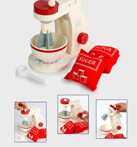 Coo11 New Classic Pretend Play Wooden Mixer Toy Set for Kids, Cooking and Educational Toys, Non-Toxic and Safe, Suitable Gift for Kids 3 Years and up