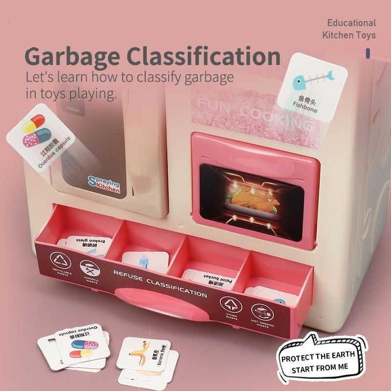 75cm Kids Pink Toy Kitchen Cabinet Pretend Play Toys Kitchen Sets Toys Cooking Toys Kitchen, Educational Pretend Role Play Set Game, Gifts For Girls Boys, 3-6 Years Old