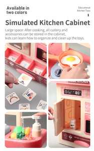 75cm Kids Pink Toy Kitchen Cabinet Pretend Play Toys Kitchen Sets Toys Cooking Toys Kitchen, Educational Pretend Role Play Set Game, Gifts For Girls Boys, 3-6 Years Old