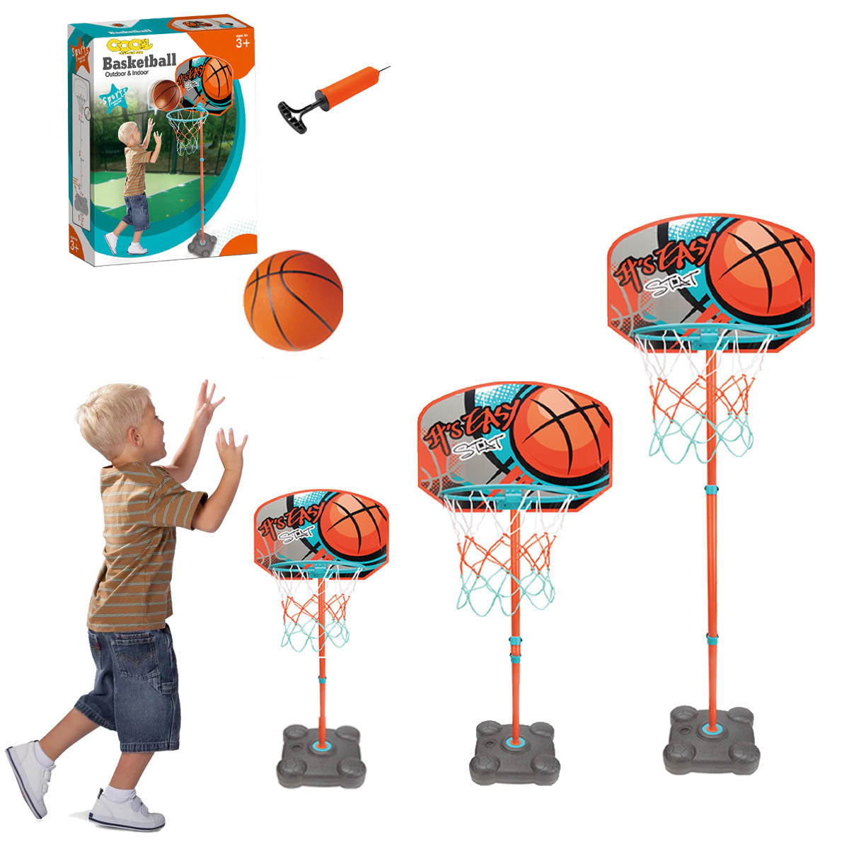 Coo11 Kids 141CM Basketball Hoop Stand, Outdoor And Indoor Sports Fun Game, Portable, Lightweight, Improves Your Game, Skill Development, Perfect Gift for Boys & Girls, Suitable for 3+
