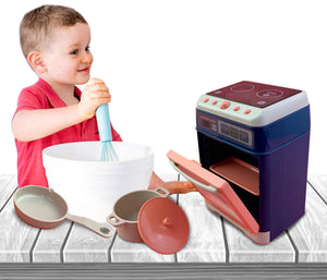 Coo11 Home Appliances Kitchen Pretend Play Oven and Cooker Kit for Kids, Microwave with Light and Sound Perfect Kitchen Set Play House Early to Teach Fun & Activity Age 5+ 6 7 8 9 Years Old