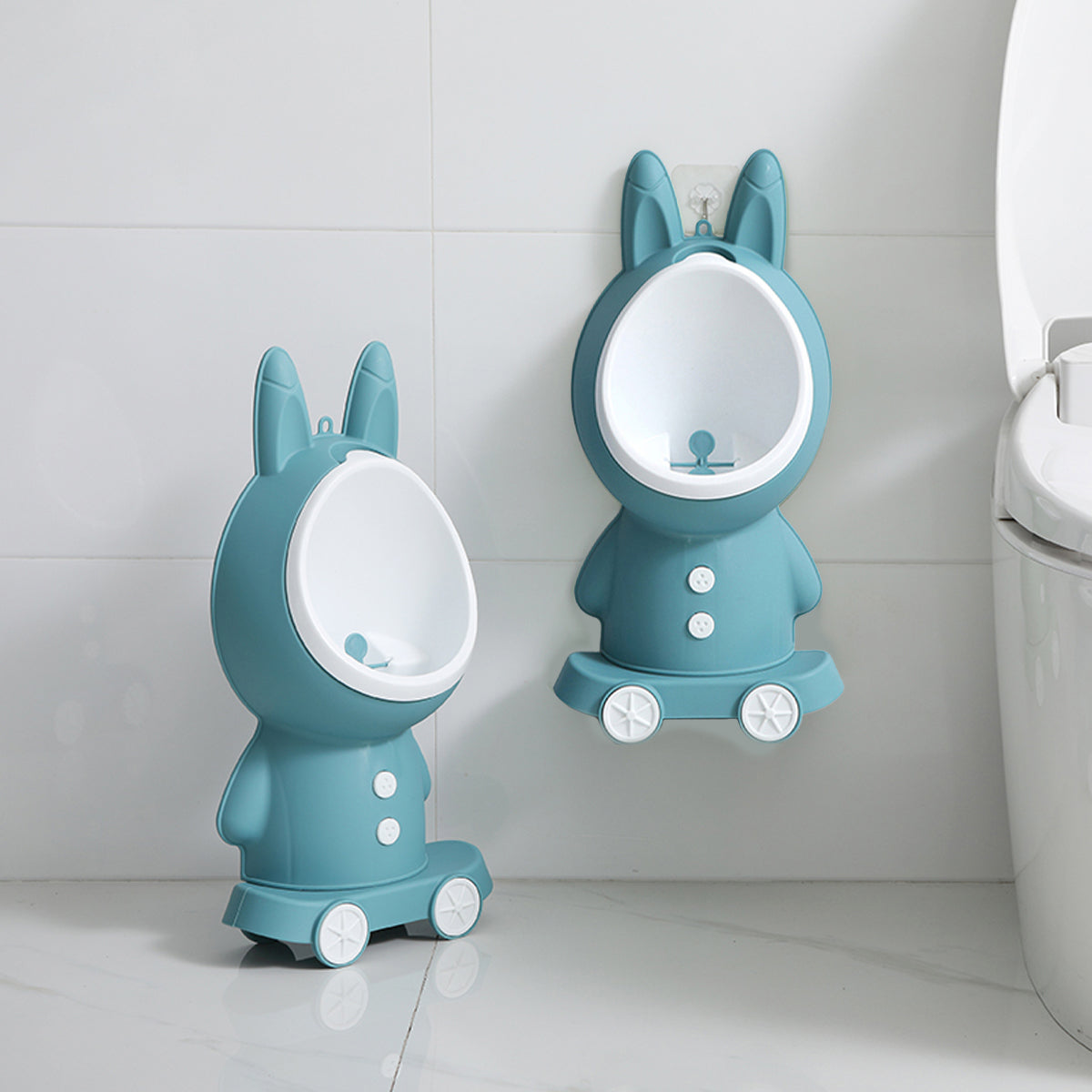 Coo11 Boys Wall-Mounted Rabbit Design Urinal Pot, Toddler Toilet Training Pee Stand, Adjustable Height, Easy to Clean, Lightweight, Convenient for 6 Months to 5 Years kids, Easy to Use