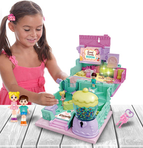 Kids Pretend Play Plastic Candy Room Toy With Light Music Furniture Doll Diy House Doll House For Girl, Dream House With Light, Chimney And Doll Toy Figures, Diy Pretend Play Furniture And Accessories, Princess Castle Dollhouse Building Toy