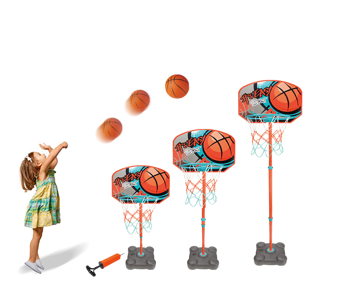 Coo11 Kids 141CM Basketball Hoop Stand, Outdoor And Indoor Sports Fun Game, Portable, Lightweight, Improves Your Game, Skill Development, Perfect Gift for Boys & Girls, Suitable for 3+