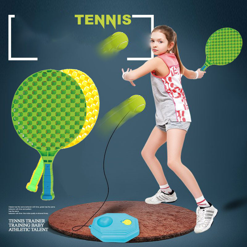 Coo11 Kids Badminton Racket Kit Set with Tennis Ball and Trainer Rebounder Base, Indoor and Outdoor Tennis Sport Practice, Perfect Gift for Beginners, Boys, Girls, Children