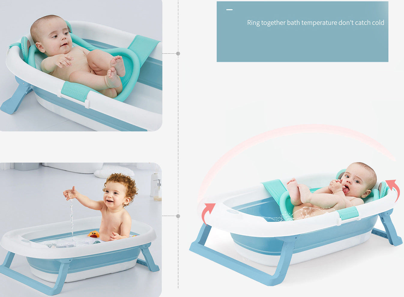 Sobear Plastic Foldable Bathtub Portable Baby Bath Tub  for Toddlers, Non-Slip With Drainage Hole, Portable, Easy Folding and Easy to Carry Travel Seat Baths Baby Swimming Pool, Safe Bathing for kIds