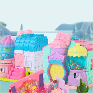 Kids Pretend Play Plastic Candy Room Toy With Light Music Furniture Doll Diy House Doll House For Girl, Dream House With Light, Chimney And Doll Toy Figures, Diy Pretend Play Furniture And Accessories, Princess Castle Dollhouse Building Toy