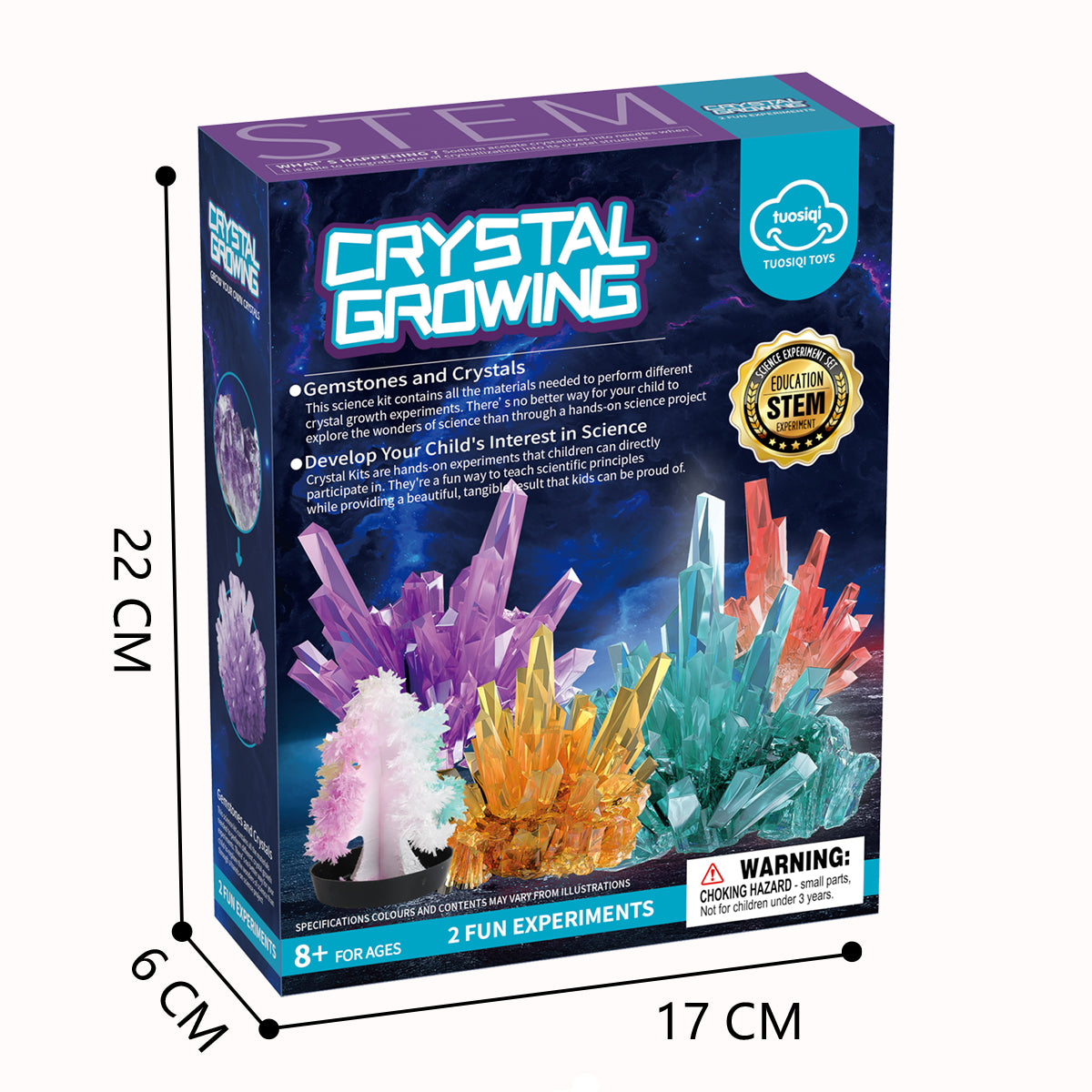 Scientific Experiment Of Crystal Growth (2 Crystals) - Grow Coloured Crystals, Diy Stem Educational Science Experiments Kits For Boys Girls Age 5 6 8 10, Chemistry Toys As Idea Easter Gift