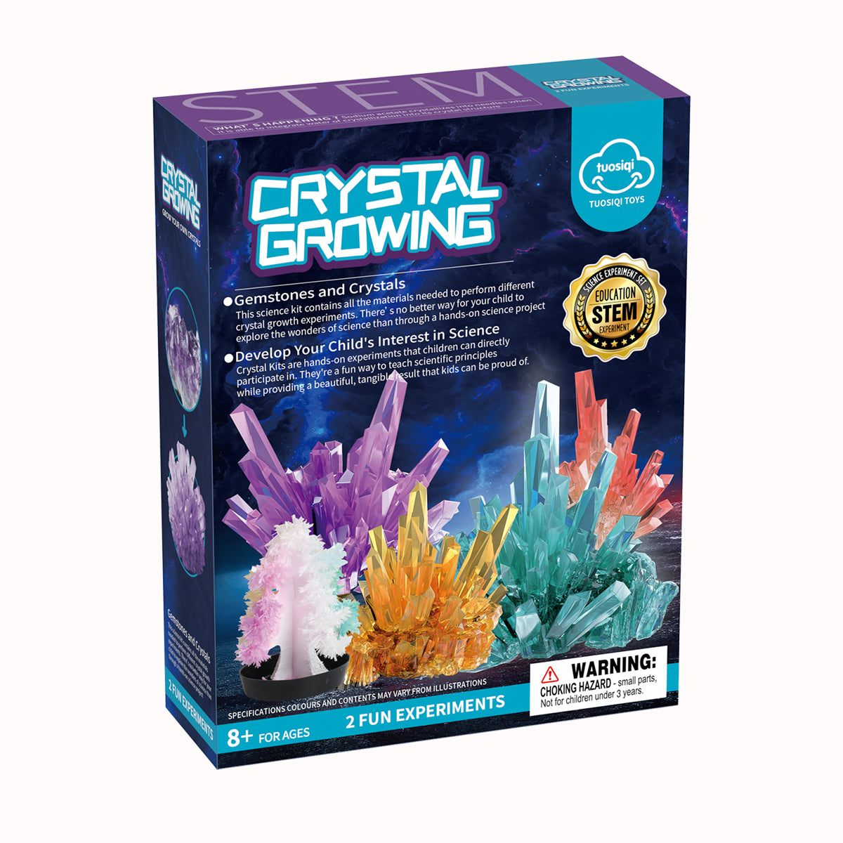 Scientific Experiment Of Crystal Growth (2 Crystals) - Grow Coloured Crystals, Diy Stem Educational Science Experiments Kits For Boys Girls Age 5 6 8 10, Chemistry Toys As Idea Easter Gift