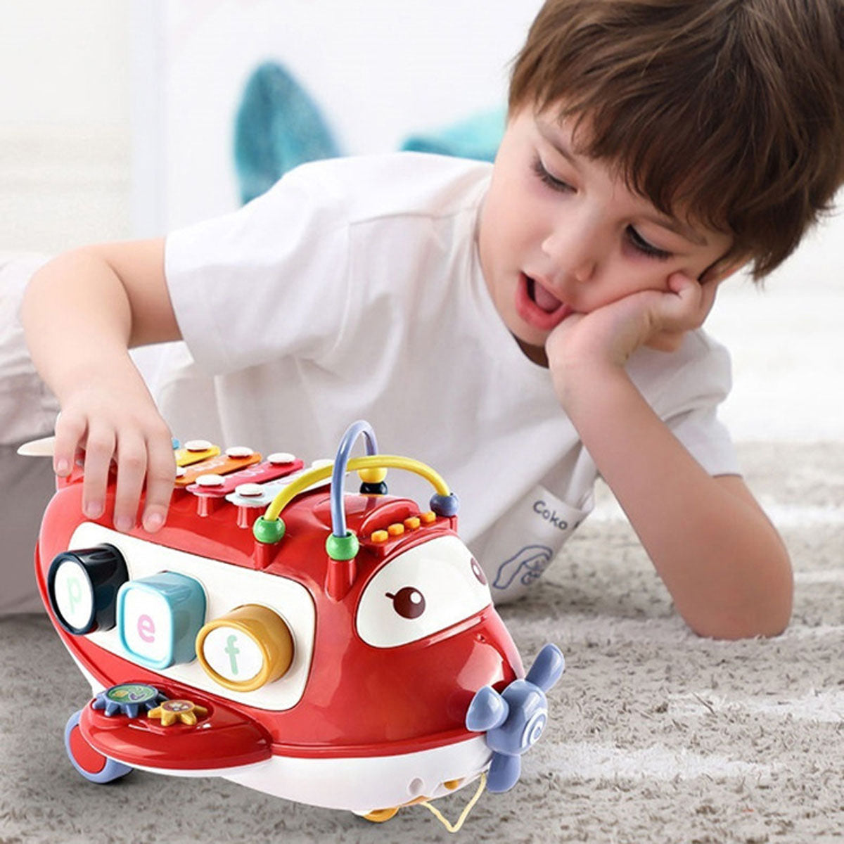 Coo11 Baby Cartoon Aircraft Toy Education Musical Instrument Percussion Xylophone Game Music Set, Perfect Gifts for Christmas, Birthday  0 to 24 Months,1 to 7 Year Old Boys & Girls