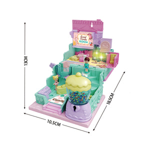 Kids Pretend Play Plastic Candy Room Toy With Light Music Furniture Doll Diy House Doll House For Girl, Dream House With Light, Chimney And Doll Toy Figures, Diy Pretend Play Furniture And Accessories, Princess Castle Dollhouse Building Toy