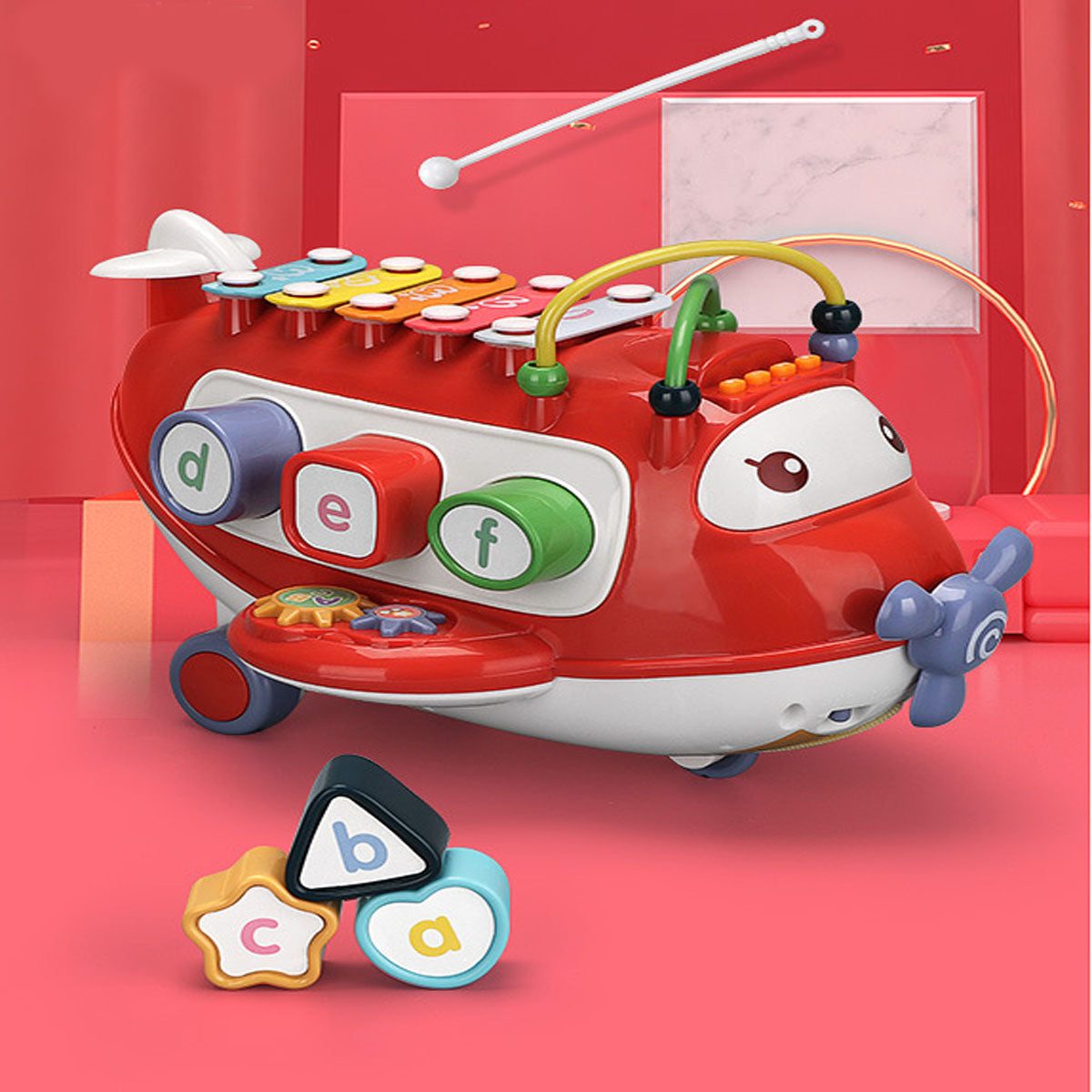 Coo11 Baby Cartoon Aircraft Toy Education Musical Instrument Percussion Xylophone Game Music Set, Perfect Gifts for Christmas, Birthday  0 to 24 Months,1 to 7 Year Old Boys & Girls