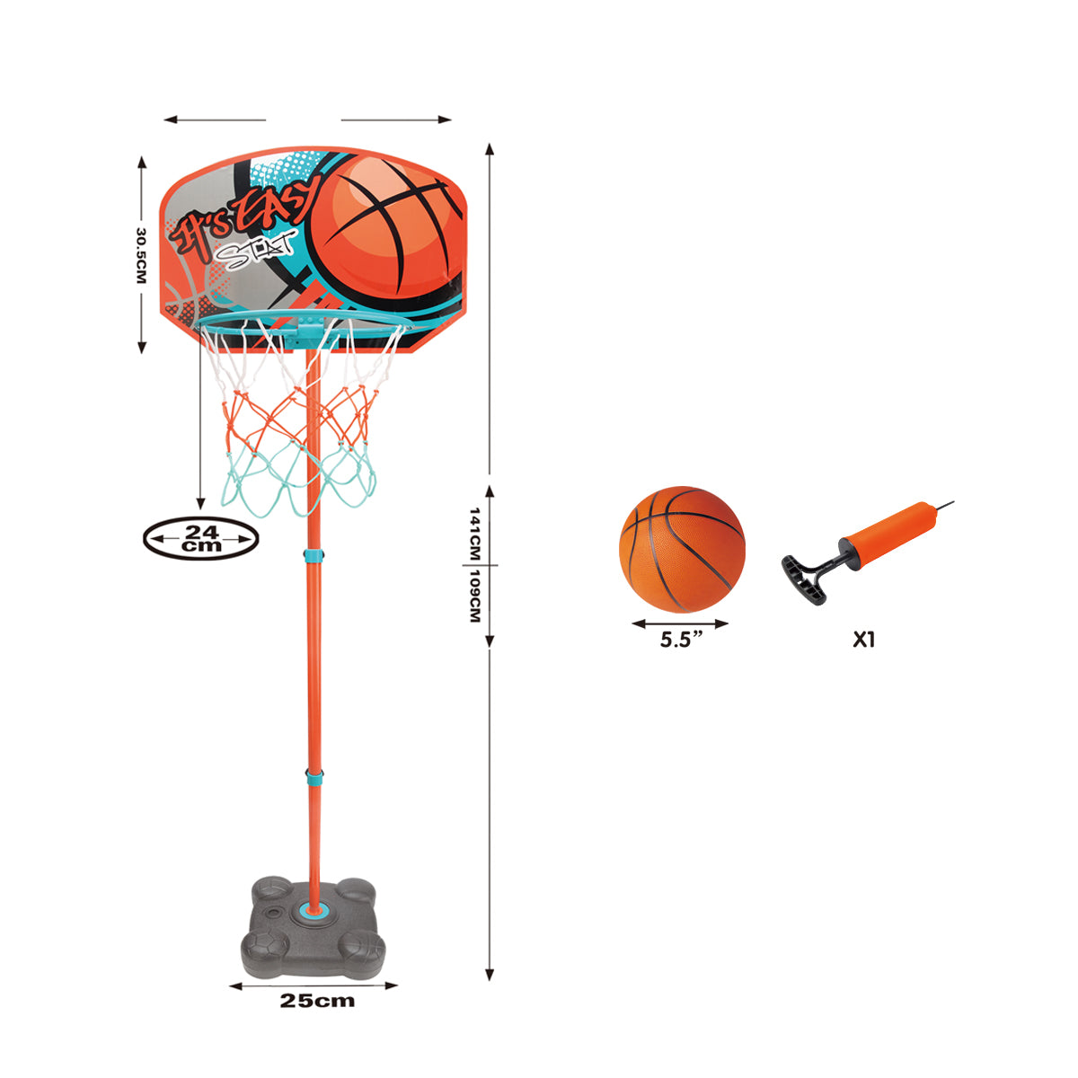 Coo11 Kids 141CM Basketball Hoop Stand, Outdoor And Indoor Sports Fun Game, Portable, Lightweight, Improves Your Game, Skill Development, Perfect Gift for Boys & Girls, Suitable for 3+