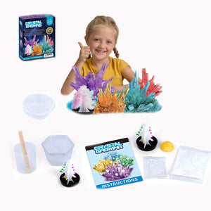 Scientific Experiment Of Crystal Growth (2 Crystals) - Grow Coloured Crystals, Diy Stem Educational Science Experiments Kits For Boys Girls Age 5 6 8 10, Chemistry Toys As Idea Easter Gift