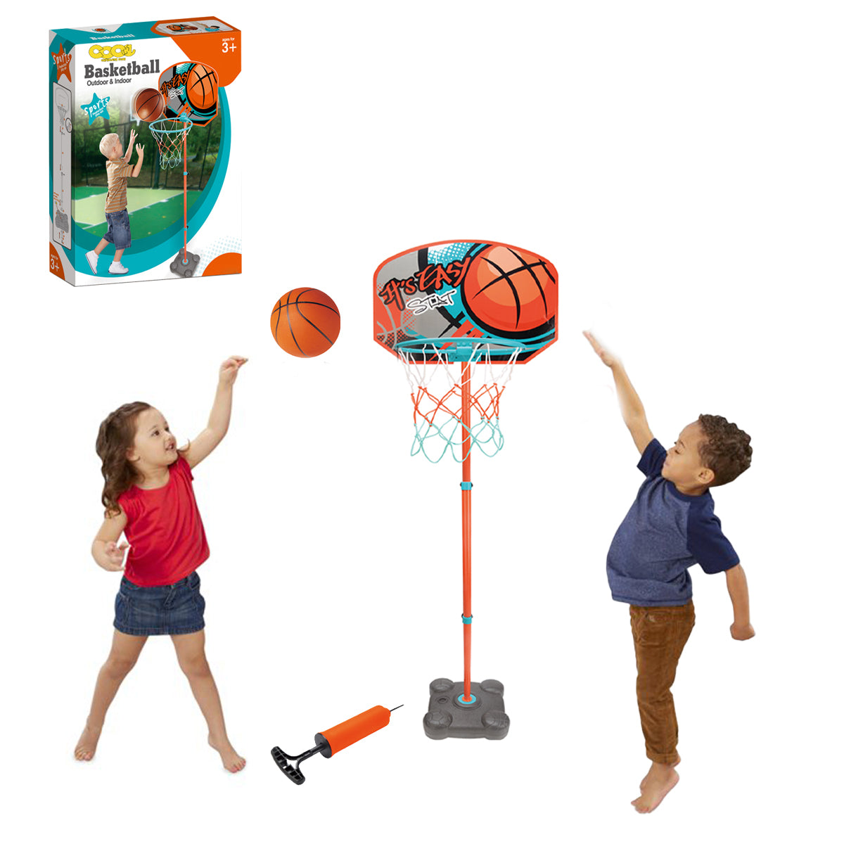 Coo11 Kids 141CM Basketball Hoop Stand, Outdoor And Indoor Sports Fun Game, Portable, Lightweight, Improves Your Game, Skill Development, Perfect Gift for Boys & Girls, Suitable for 3+